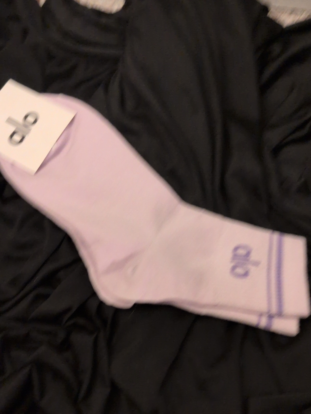 ALO Yoga Lavender Crew Athletic Socks with Purple Logo
